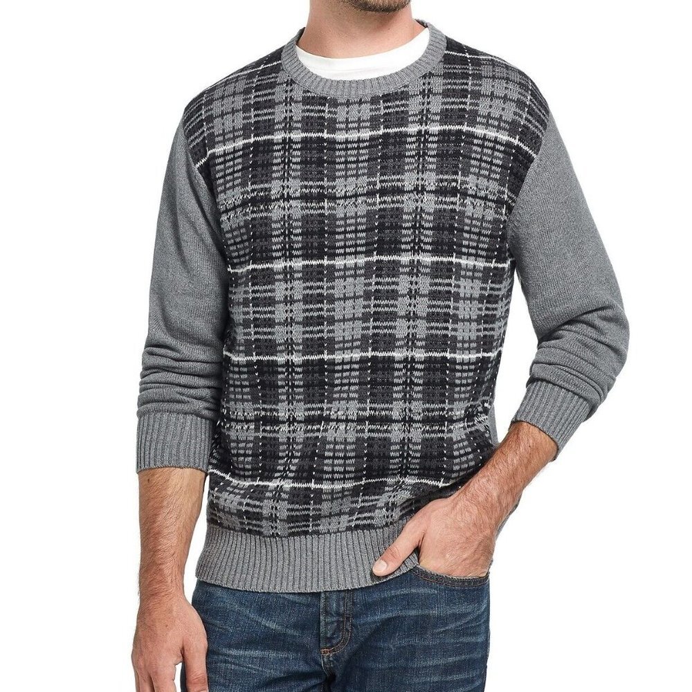 Weatherproof Vintage‎ Sweater Men's Size Medium Gray Plaid
